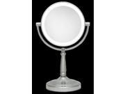 Zadro LED Lighted 1X 10X Portable Round Vanity Mirror in Satin Nickel