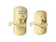 Schlage Plymouth Keypad Entry W Flex Lock With Flair Lever Bright Brass