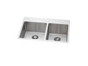 Elkay EFRTUO332210R3 Avado Slim Rim Universal Mount Stainless Steel 22x33x10 3 Hole Double Bowl Kitchen Sink