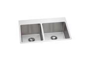 Elkay EFRTUO332210L4 Avado Slim Rim Universal Mount Stainless Steel 22x33x10 4 Hole Double Bowl Kitchen Sink