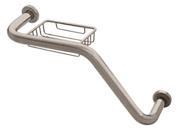 CRL Brush Nickel 20 135 Deg. Grab Bar w Wire Basket