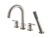Belle Foret FR2D4101BNV Modern Lever 2 Handle Roman Tub Faucet with Handheld Showerhead in Brushed Nickel Finish