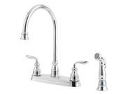 Pfister F 036 4CBC Avalon 2 Handle Kitchen Faucet in Polished Chrome