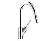Hansgrohe 10824001 Axor Starck Prep Single Handle Pull Down Sprayer Kitchen Faucet in Chrome