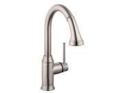 Hansgrohe 4215800 Talis C Single Handle Pull Down Sprayer Kitchen Faucet with Magnetic Spray Head Docking in Steel Optik