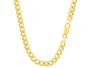 14k Yellow Gold Curb Hollow Chain Necklace 3.6mm 18