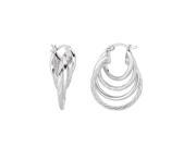 Sterling Silver Rhodium Plated Twisted Cable Quadruple Row Hoop Earrings Diameter 25mm