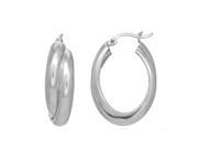 Sterling Silver With Rhodium Plated Double Row Oval Hoop Earrings Diameter 25mm