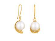 Leaf Inspired Pearl Earrings In 14K Gold