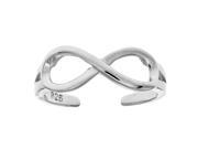 Sterling Silver Shinny Infinity Cuff Style Adjustable Toe Ring