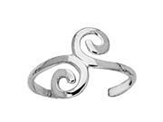 Sterling Silver Swirl Design Cuff Style Adjustable Toe Ring
