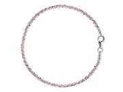 Pink And White Sparkle Style Chain Anklet In Sterling Silver 9