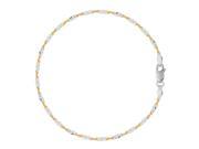 White And Yellow Singapore Style Chain Anklet In Sterling Silver 10