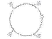 Dangling Turtles Cable Chain Anklet In Sterling Silver 9