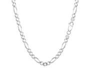 Sterling Silver Rhodium Plated Figaro Chain Necklace 3.7mm 20