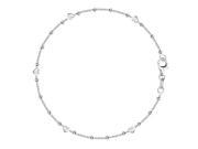 Box Chain With Heart Beads Anklet In Sterling Silver 11