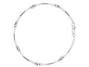 Fancy Link With Faceted Beads Chain Anklet In Sterling Silver 10