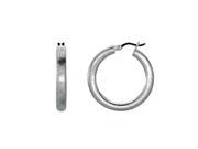 Sterling Silver Rhodium Plated With Brushed Diamond Dust Finish Round Tube Round Hoop Earrings