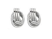 Sterling Silver Rhodium Finish 15mm Shiny Coil Type Love Knot Stud Earrings