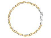 White And Yellow Triple Bead Chain Anklet In Sterling Silver 11