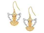 10K 2 Tone Yellow And White Gold Angel Drop Earrings