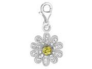 Sterling Silver Crystal Clip On Daisy Charm