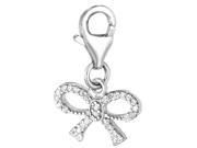 Sterling Silver And Crystal Clip On Ribbon Charm