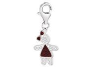 Sterling Silver And Crystal January Birthstone Clip On Girl Charm