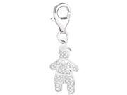 Sterling Silver And Crystal April Birthstone Clip On Boy Charm