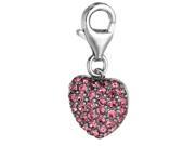 Sterling Silver And Crystal Clip On Heart Charm