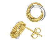 14k Two Tone Gold Shiny And Textured Open Infinity Knot Stud Earrings 10mm