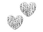 14k Gold Diamond Cut Puffy Heart Stud Earrings 10 x 11mm