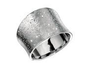 Sterling Silver Concave Design Stardust Finish Ring