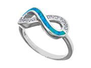 Sterling Silver Infinity Design Cubic Zirconia And Created Opal Ring