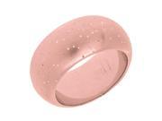 Sterling Silver With Rose Plating Half Round Design Stardust Finish Ring