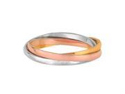 Sterling Silver With Tri Color White Yellow And Rose Finish Trinity Band Ring