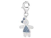 Sterling Silver And Crystal December Birthstone Clip On Girl Charm