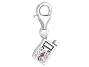 Sterling Silver And Crystal Clip On Cell Phone Charm