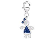Sterling Silver And Crystal September Birthstone Clip On Girl Charm