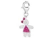 Sterling Silver And Crystal October Birthstone Clip On Girl Charm