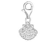 Sterling Silver Crystal Clip On Sea Shell Charm