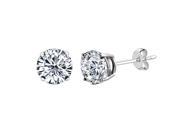 14k White Gold Round Cut White Cubic Zirconia Stud Earrings 3mm