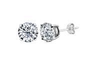 14k White Gold Round Cut White Cubic Zirconia Stud Earrings 8mm