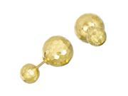 14k Yellow Hammered Finish Gold Front And Back Double Ball Stud Earrings 8mm And 14mm