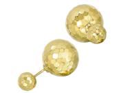 14k Yellow Hammered Finish Gold Front And Back Double Ball Stud Earrings 8mm And 12mm