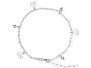 Dangling Peace Signs Cable Chain Anklet In Sterling Silver 11