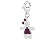 Sterling Silver And Crystal February Birthstone Clip On Girl Charm