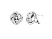 Sterling Silver Rhodium Finish 13mm Shiny Love Knot Omega Back Earrings