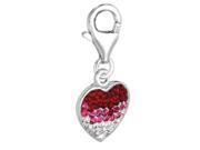 Sterling Silver Crystal Clip On Heart Charm Sterling Silver Crystal Clip On Heart Charm