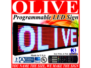 Olive LED Signs 3 Color p15 12 x 41 RWP programmable Scrolling Message board Industrial Grade Business Tools
